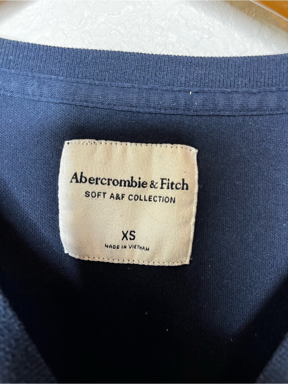 Abercrombie & Fitch Soft A&F Navy Logo T Shirt XS Y2K Preppy Blue OVERSIZED - Picture 3 of 7